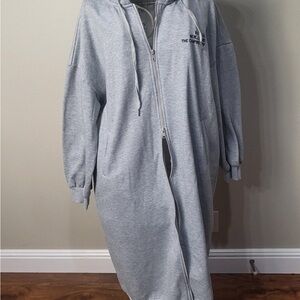 Gray Long Sleeve Hoodie Dress